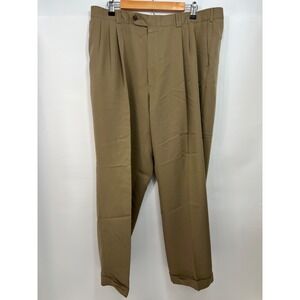 Jos A Bank Dress Pants - Beige Pleated Front Size Mens 41 x 38 XL